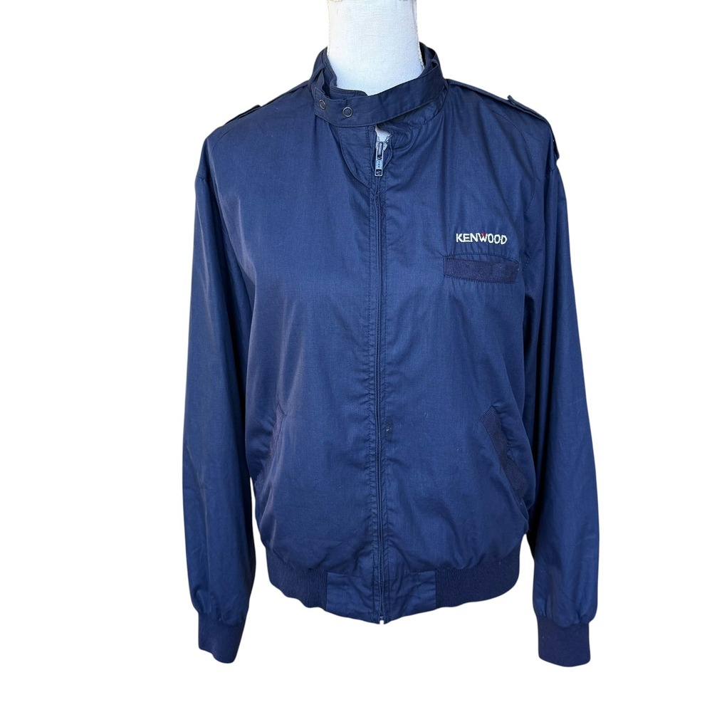Vintage Kenwood Stereo Navy Blue Members Jacket Mens Medium Promotional Bomber